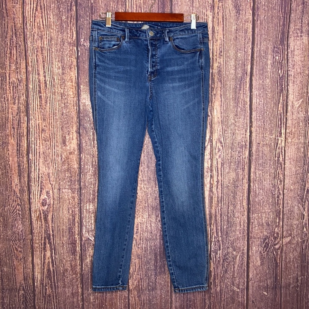 FREE PEOPLE button fly high rise skinny jeans 29 boho denim - Picture 2 of 8